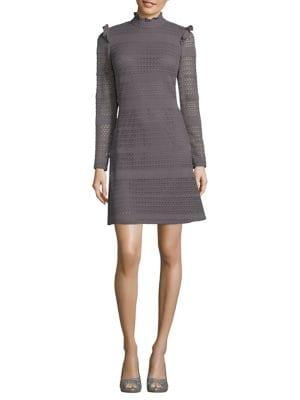 Adrianna Papell Ruffled Cable-knit A-line Dress