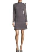 Adrianna Papell Ruffled Cable-knit A-line Dress