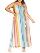 City Chic Plus Sleeveless Gelato Striped Maxi Dress