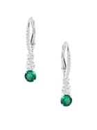 Swarovski Attract Trilogy Rhodium Plated And Crystal Round Pierced Earrings