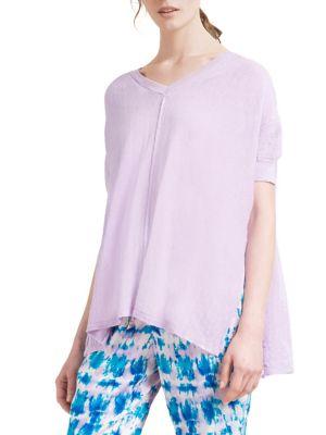 Donna Karan Asymmetric Linen Tee