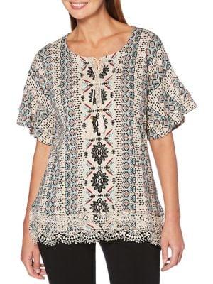 Rafaella Ruffle Lace Trimmed Top