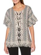 Rafaella Ruffle Lace Trimmed Top