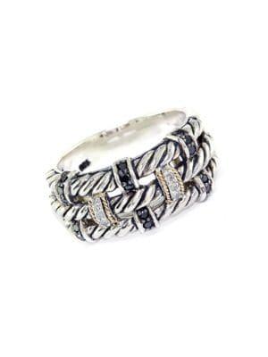 Effy White & Black Diamond, 18k Yellow Gold & Sterling Silver Ring