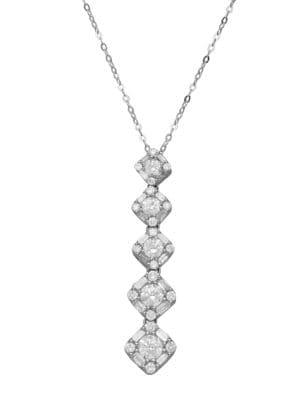 Lord & Taylor 14k White Gold & Diamond Drop Pendant Necklace
