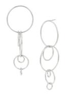 Bcbgeneration Silvertone Multi-circle Long Hoop Earrings