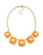 1st And Gorgeous Enamel Pyramid Pendant Statement Necklace In Light Orange And White