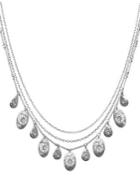 Lucky Brand Floral Tribes Silvertone Layered Necklace