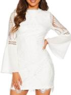 Quiz Crochet Bell Sleeve Sheath Dress