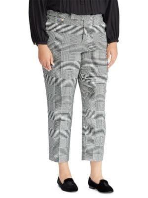 Lauren Ralph Lauren Plus Glen Plaid Skinny Pants