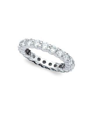 Crislu Classic Brilliant Crystal, Sterling Silver And Platinum Eternity Band Ring