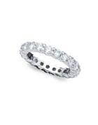 Crislu Classic Brilliant Crystal, Sterling Silver And Platinum Eternity Band Ring