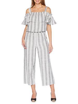 Rafaella Stripe Cold-shoulder Jumpsuit