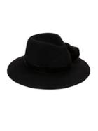 Bcbgmaxazria Faux Fur Trim Velvet Panama Hat