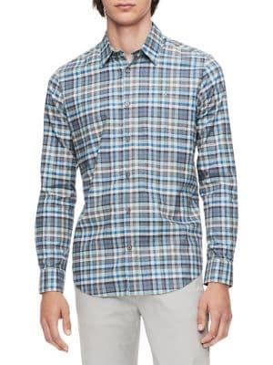 Calvin Klein Plaid Long-sleeve Button-down Shirt