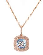 Effy 14k Rose Gold Aqua And Diamond Pendant Necklace