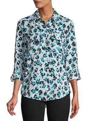 Jones New York Printed Button-down Shirt