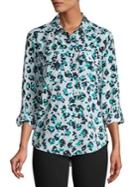 Jones New York Printed Button-down Shirt