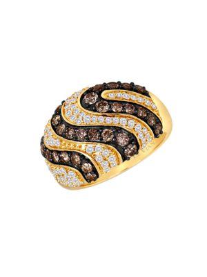 Levian 14 Kt. Yellow Gold Chocolate And Vanilla Diamond Ring