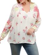 Lucky Brand Plus Mixed-print Crinkle Top