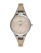 Fossil Ladies Georgia Stainless Steel Watch With Tan Leather Strap