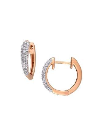 Sonatina 14k Rose Gold & 0.25 Tcw Diamond Hoop Earrings
