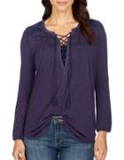 Lucky Brand Fine Patterned Lace-up Top