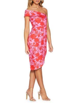 Quiz Floral Asymmetrical Sheath Dress
