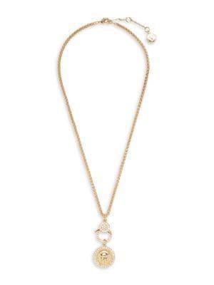 Vince Camuto Goldtone And Glass Stone Lion Head Charm Pendant Necklace