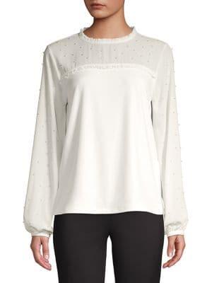 Karl Lagerfeld Paris Embellished Long-sleeve Top