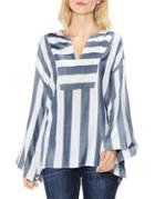 Two By Vince Camuto Bell Sleeve Herringbone V-neck Top