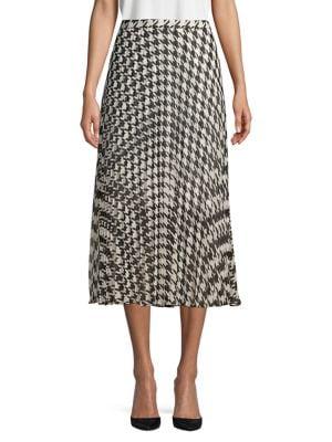 Vince Camuto Houndstooth Pleated Skirt