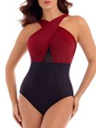 Miraclesuit Network Embrace Crossneck Colorblock One Piece