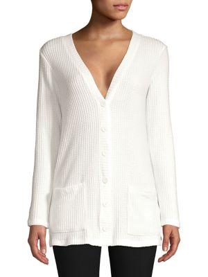 Design Lab Waffle-knit Buttoned Cardigan