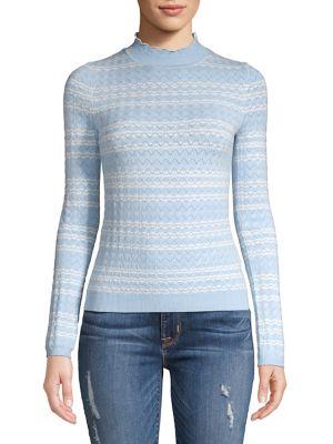 Miss Selfridge Striped Pointelle Knit Top