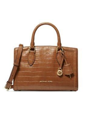 Michael Michael Kors Medium Zoe Croc-embossed Leather Satchel