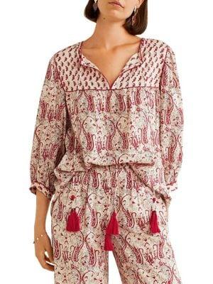 Mango Contrast Print Blouse
