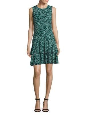 Michael Michael Kors Petite Animal-dot Tiered-hem Dress