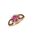 Levian Le Vian Chocolatier Vanilla Diamond, Chocolate Diamond & Bubblegum Pink Sapphires 14k Rose Gold Statement Ring