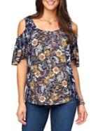 Democracy Floral Ruffle-trimmed Blouse
