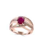 Effy Amor&eacute; Ruby, Diamond And 14k Rose Gold Split Shank Ring