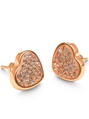 Folli Follie Bling Chic Rose Gold-plated Heart Earrings