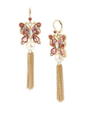 Betsey Johnson Butterfly And Chain Drop Earrings