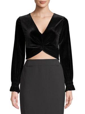 Design Lab Twist-front Velvet Top