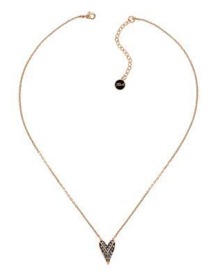Karl Lagerfeld Pyramid Hearts Crystal Pendant Necklace