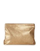 Halston Heritage Gold Shimmer Leather Clutch