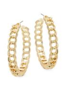 Design Lab Goldtone Chain Link Hoop Earrings