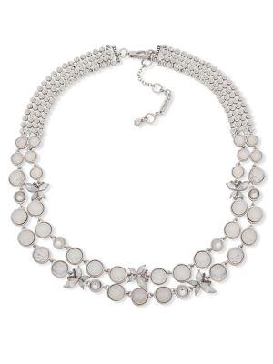 Jenny Packham White Opal And Crystal Two-row Collar Necklace