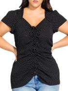 City Chic Plus Spotted Ruched Front Top