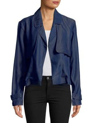 Ellen Tracy Short Denim Trench Coat